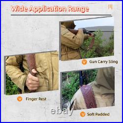 Hunting Leather Rifle Sling Gun Carry Strap Shooting Finger Rest Adjust Padded Hunting Leather Rifle Sling Gun Carry Strap Shooting Finger Rest Adjust Padded