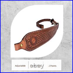 Hunting Leather Rifle Sling Gun Carry Strap Shooting Finger Rest Adjust Padded Hunting Leather Rifle Sling Gun Carry Strap Shooting Finger Rest Adjust Padded