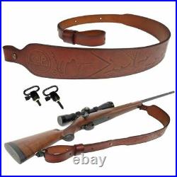 Hunting Leather Rifle Sling Shotgun Belt Adjustable Shoulder Padding Shooting Ta