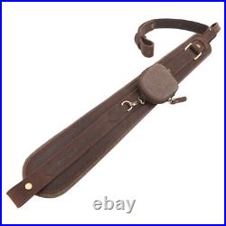 Hunting Leather Rifle Sling with Pocket, 33.5 41 Adjustable Shotgun Straps