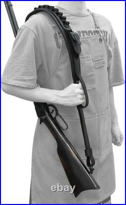 Hunting Rifle Sling with Handle, Leather Shell Holder for. 308.357 Ammo