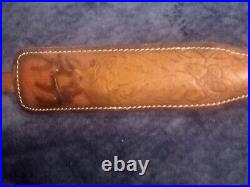 Huntsman's Leather Vintage Rifle And Shotgun Sling Deer and Acorn