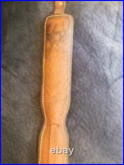 Huntsman's Leather Vintage Rifle And Shotgun Sling Deer and Acorn