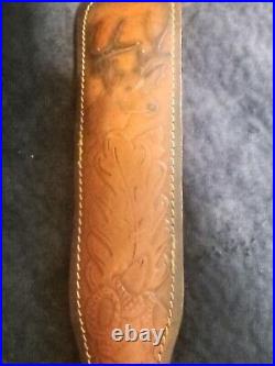 Huntsman's Leather Vintage Rifle And Shotgun Sling Deer and Acorn