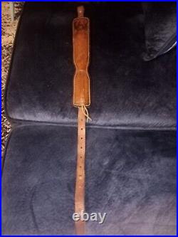 Huntsman's Leather Vintage Rifle And Shotgun Sling Deer and Acorn