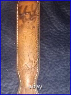 Huntsman's Leather Vintage Rifle And Shotgun Sling Deer and Acorn