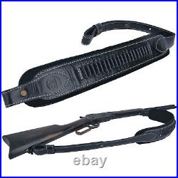 Leather 1 Set. 22LR. 22MAG. 17HMR Rifle Sling with Ammo Holder Buttstock Cover