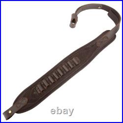 Leather Adjustable Cartridge Holder Sling, Hand Stitched Rifle Shoulder Sling