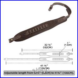 Leather Adjustable Cartridge Holder Sling, Hand Stitched Rifle Shoulder Sling