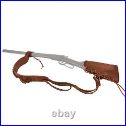 Leather Ammo Buttstock, Gun Sling with Drilling Free Barrel Mount. 357.22.308