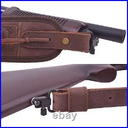 Leather Ammo Holder Rifle Sling For. 308 30/30.357.22mag 12GA Padded Gun Strap