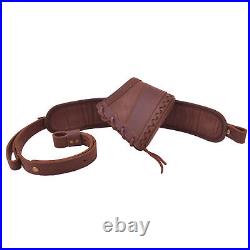 Leather Canvas Gun Recoil Pad Butt Stock with Sling Swivels Hunting Gifts