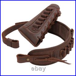 Leather Canvas Rifle Ammo Buttstock with Carry Sling Hunting Set for. 308.22 12GA