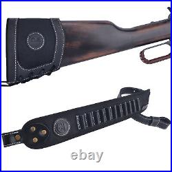 Leather Canvas Rifle/Shotgun Recoil Pad Stock, Padded Ammo Sling. 357.308 12GA