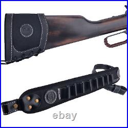 Leather Canvas Rifle/Shotgun Recoil Pad Stock, Padded Ammo Sling. 357.308 12GA