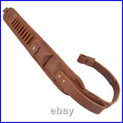 Leather &Canvas Rifle Sling Shotgun Carry Strap For. 30-06.308 Cartridge Holder