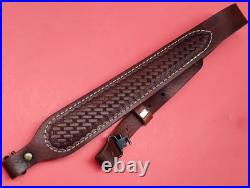 Leather Cobra White Stitch Basketweave Suede Back Sling QD Swivels fit Remington