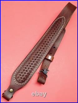 Leather Cobra White Stitch Basketweave Suede Back Sling QD Swivels fit Remington