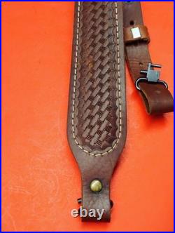 Leather Cobra White Stitch Basketweave Suede Back Sling QD Swivels fit Remington