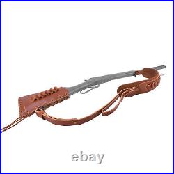 Leather Combo of Rifle/Shotgun Cheek Rest Non-slip with Sling+ Swivels. 308 12GA