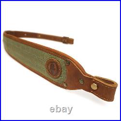 Leather End Rifle Sling Canvas Shotgun Hunting Gun Straps with Neoprene Padded