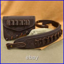 Leather Gun Buttstock Cheek Rest with Sling for. 308.22LR 12GA. 357.44MAG. 45-70