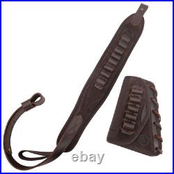 Leather Gun Buttstock Cheek Rest with Sling for. 308.22LR 12GA. 357.44MAG. 45-70