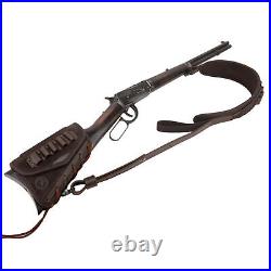 Leather Gun Buttstock Cheek Rest with Sling for. 308.22LR 12GA. 357.44MAG. 45-70