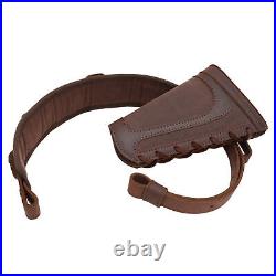 Leather Gun Buttstock Cover Sleeve with Matching Sling. 357.22.45/70.308 12GA