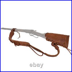 Leather Gun Buttstock, Shell Holder, No Drill Shoulder Sling. 308.45-70.30-06