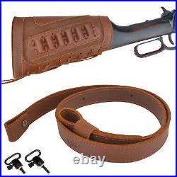 Leather Gun Buttstock with 1 Wide Hunting Sling Swivel. 30/06.22LR 12GA. 30/30