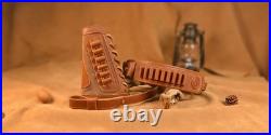 Leather Gun Shell Holder Buttstock with Matched Rifle Sling for. 30-06.30-30