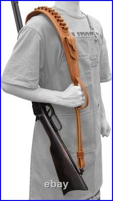 Leather Gun Sling Shell Holder for. 308.357 Hunting Rifle with Handle Strap