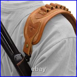 Leather Gun Sling Shell Holder for. 308.357 Hunting Rifle with Handle Strap