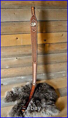 Leather Gun Sling, Tooled Leather Rifle Sling, Gun Strap, Hunting Accessories