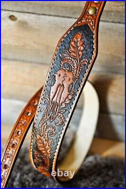 Leather Gun Sling, Tooled Leather Rifle Sling, Gun Strap, Hunting Accessories XL