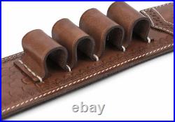 Leather Gun Sling for Shotgun with 12 Gauge Shell Ammo Holder and Swivels
