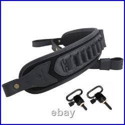 Leather Gun Sling with Shell Holder & Handle Strap for Hunting Rifles. 308.357