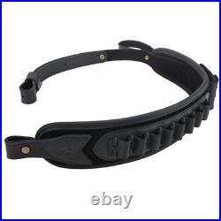 Leather Gun Sling with Shell Holder & Handle Strap for Hunting Rifles. 308.357