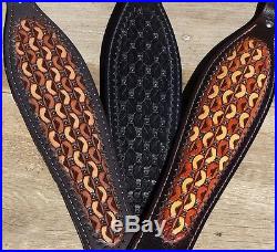 Leather Hand Tooled Master Weave Design Rifle Sling Choice of 3 Colors