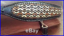 Leather Hand Tooled Master Weave Design Rifle Sling Choice of 3 Colors