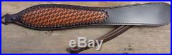 Leather Hand Tooled Rifle Sling Star Basket Weave Pattern choice of 3Colors
