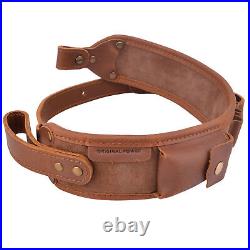 Leather Rifle Ammo Carry Sling Hunting Rifle Shoulder Belt for. 30-06.308.45-70