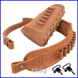 Leather Rifle Buttstock Cover, Gun Sling Set for. 300win. 22LR 12GA. 357 Hunting
