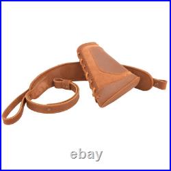 Leather Rifle Buttstock Cover, Sling with Ammo Holder Set for. 300.22LR 12GA. 357