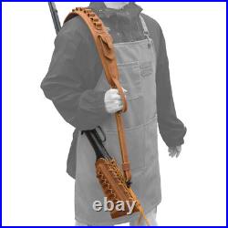 Leather Rifle Buttstock Cover, Sling with Ammo Holder Set for. 300.22LR 12GA. 357