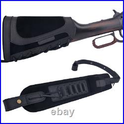 Leather Rifle Buttstock Cover with Ammo Holder Sling for. 357.30-30.300win 20GA