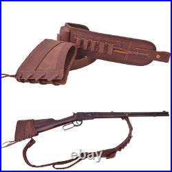 Leather Rifle Buttstock Cover with Gun Sling Strap Set for. 300win. 22.30-30