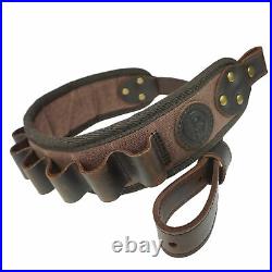 Leather Rifle Buttstock Shell Holder with Canvas Leather Rifle Sling for 12 GA