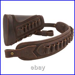 Leather Rifle Buttstock Wirh Shell Slots Sling for. 308.22MAG 12GA. 357.30/30